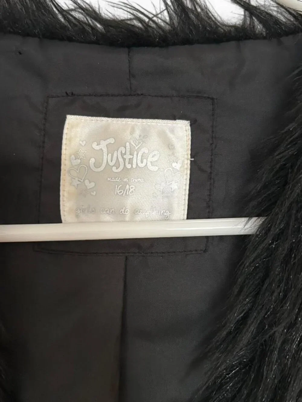 Justice Girls Black Faux Fur Vest